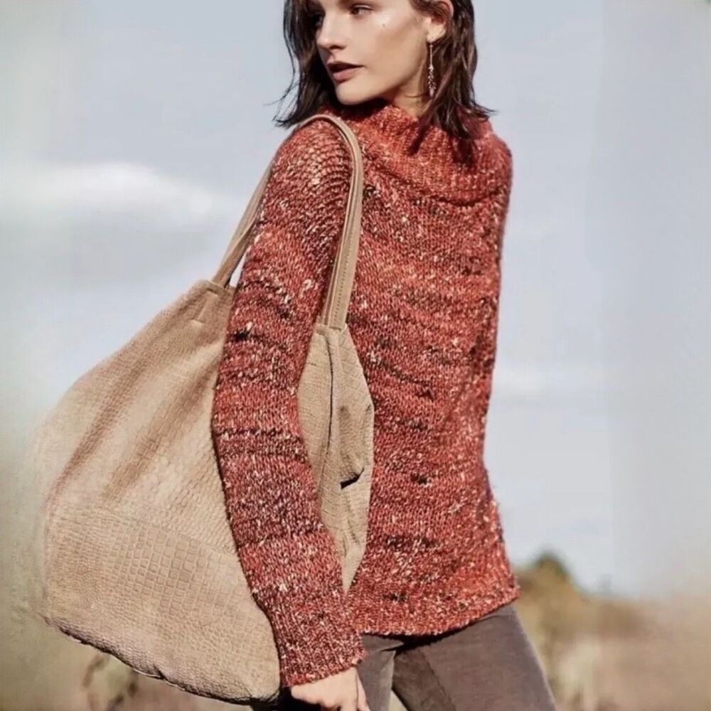 Moth by Anthropologie Medium rust marled knit mock neck sweater